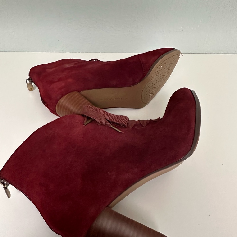 Adrienne Vittadini Rich Red Suede Ankle Boots - Picture 4 of 5